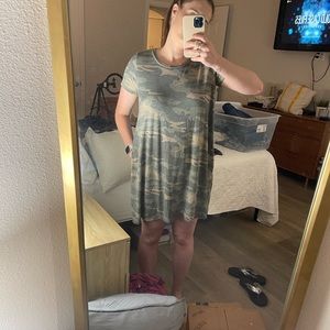 Pink Lily CARRY HOME IN MY HEART CAMO PRINT DRESS